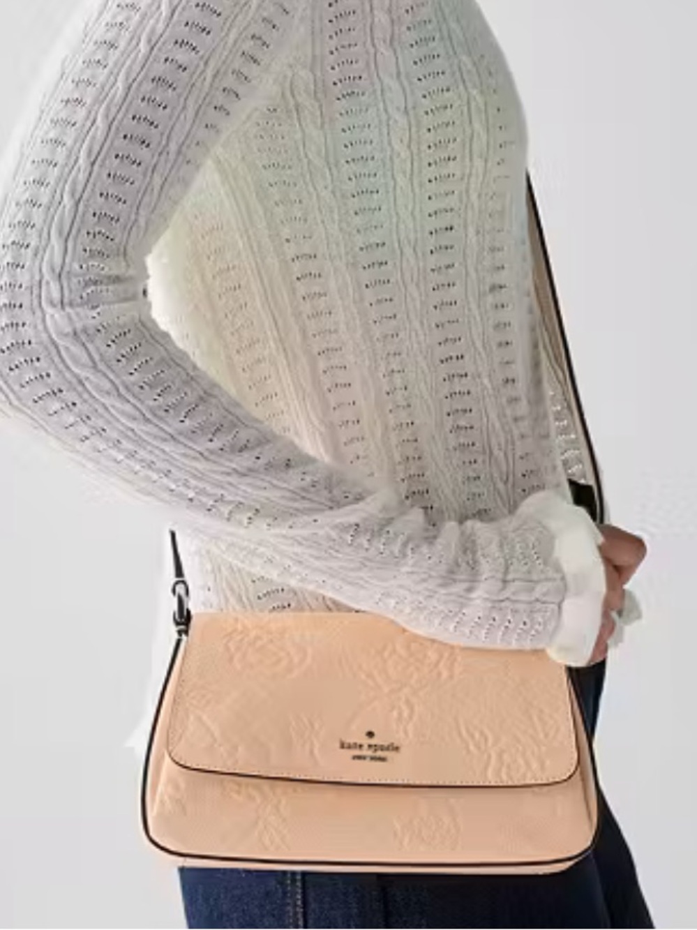 kate spade Blush Peach Floral Embossed Mini Crossbody
